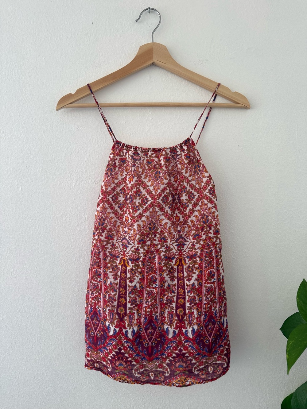 Banana Republic Red Floral-Print Spaghetti Strap Mini Dress